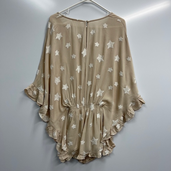 STORIA Embroidered Stars Ruffle Trip Romper Sz Small - Picture 8 of 11